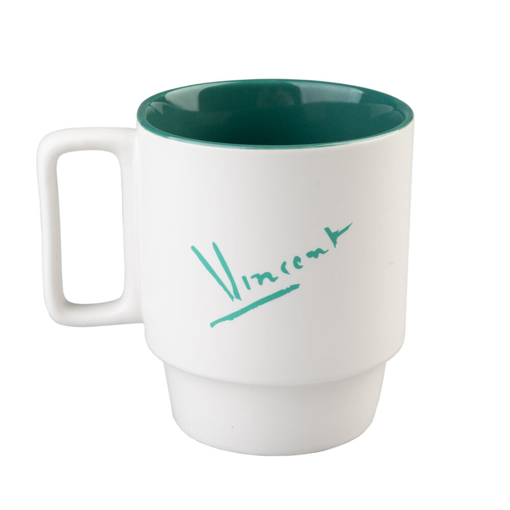 Taza de cerámica ERIK Van Gogh Museum con paisaje e interior verde - 2