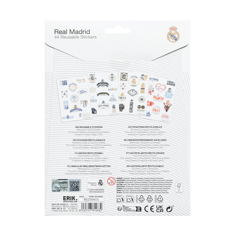 Pack de cuatro hojas de pegatinas reutilizables del Real Madrid - 3