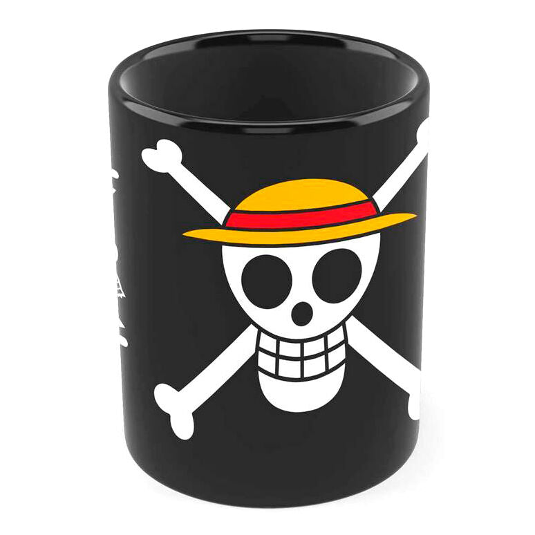 Portalápices negro de cerámica One Piece con calavera y sombrero de paja