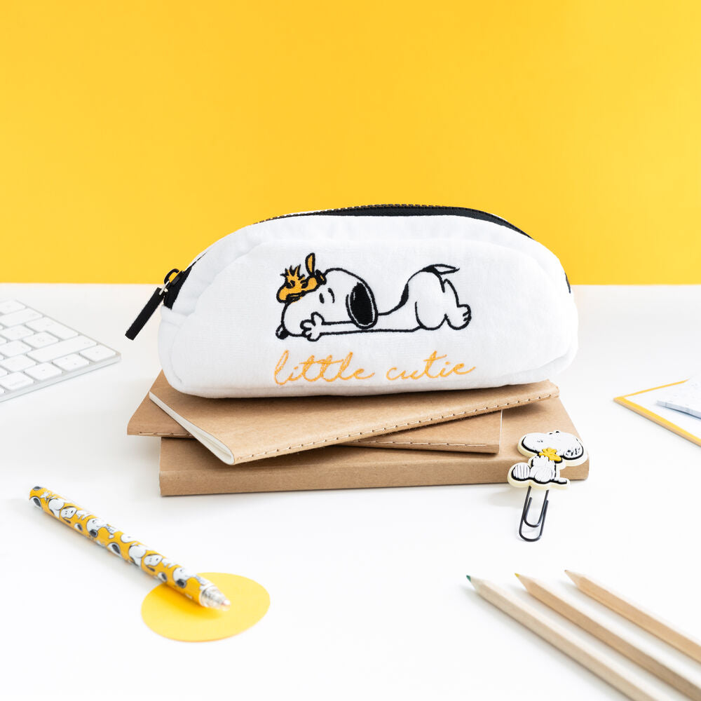 Portatodo blanco de felpa con Snoopy y cremallera - 4