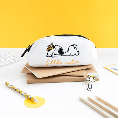 Portatodo blanco de felpa con Snoopy y cremallera - 4