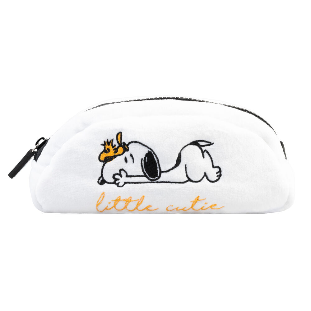 Portatodo blanco de felpa con Snoopy y cremallera