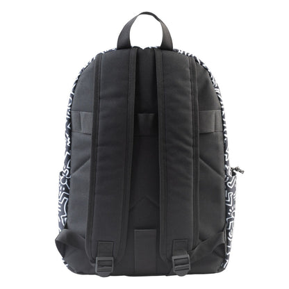 Mochila ERIK Keith Haring negra con estampado blanco y corazón rojo - 2