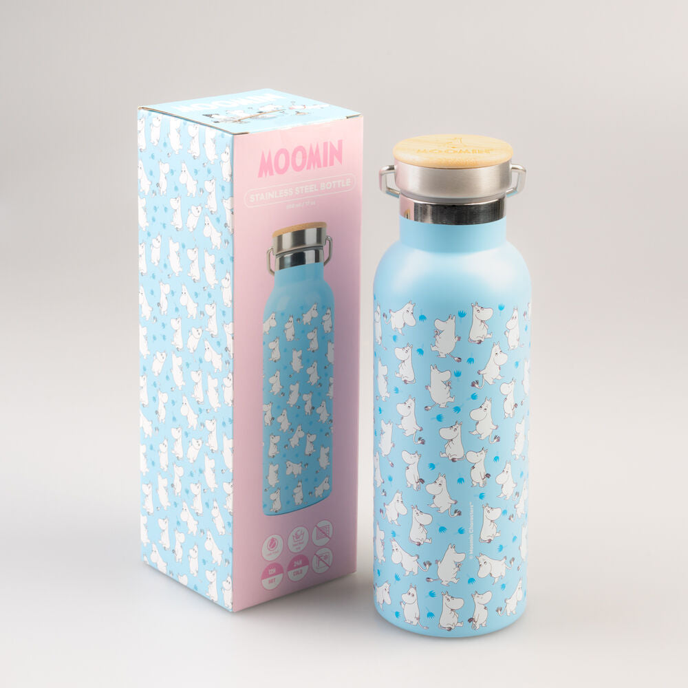 Botella azul Moomin de acero inoxidable ERIK con tapón de madera - 2