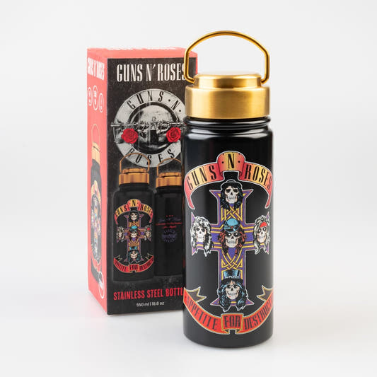 Botella negra de acero inoxidable Guns N’ Roses con tapón dorado - 3