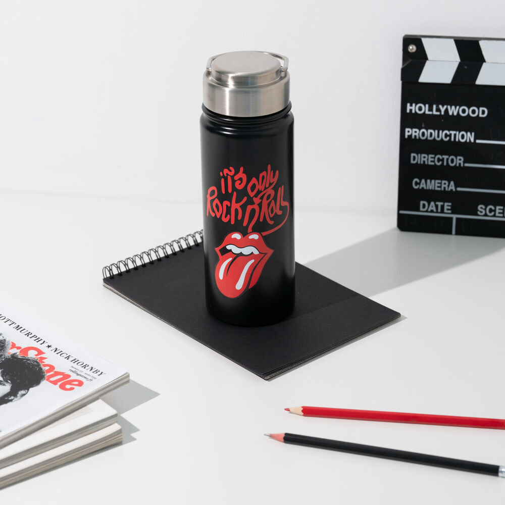 Botella negra de acero inoxidable The Rolling Stones de 500 ml con tapón y asa - 5