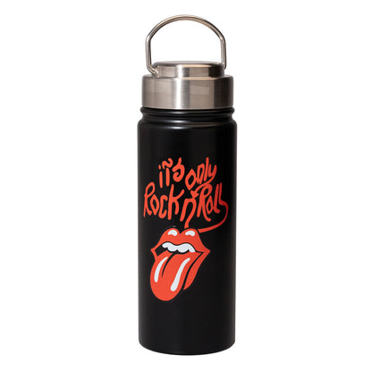 Botella negra de acero inoxidable The Rolling Stones de 500 ml con tapón y asa