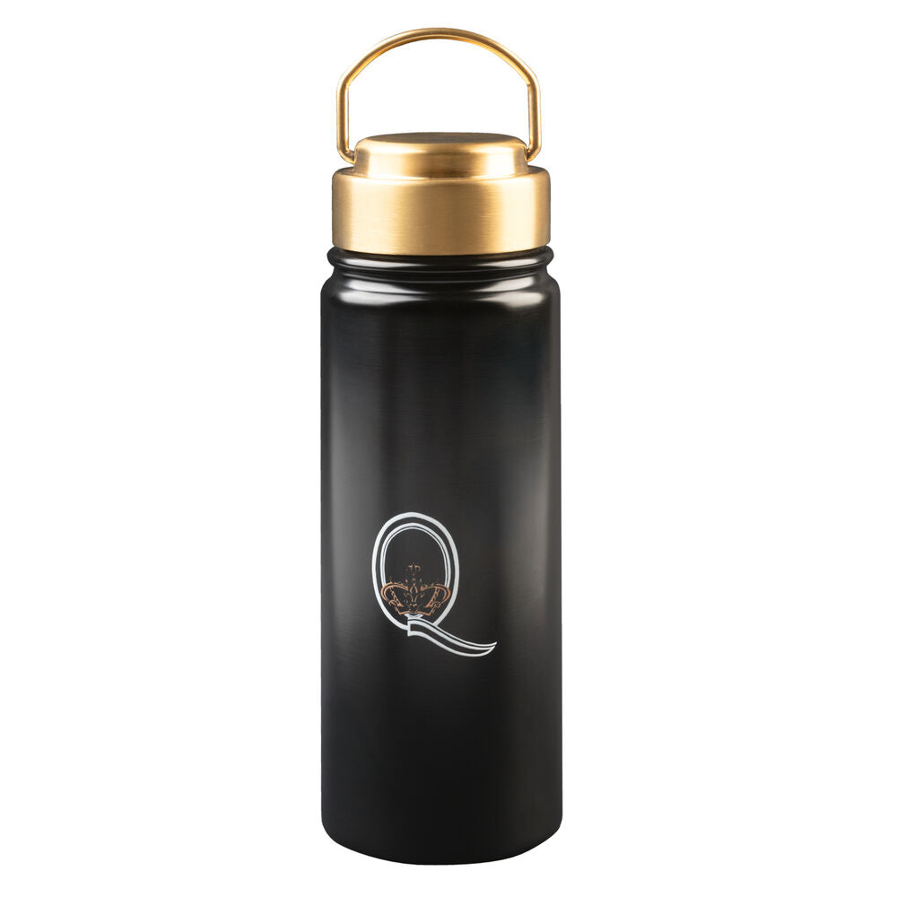 Botella Queen negra de acero inoxidable con tapón dorado y asa - 2