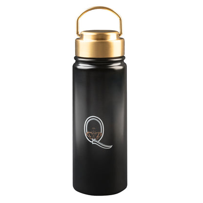 Botella Queen negra de acero inoxidable con tapón dorado y asa - 2
