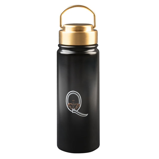 Botella Queen negra de acero inoxidable con tapón dorado y asa - 2