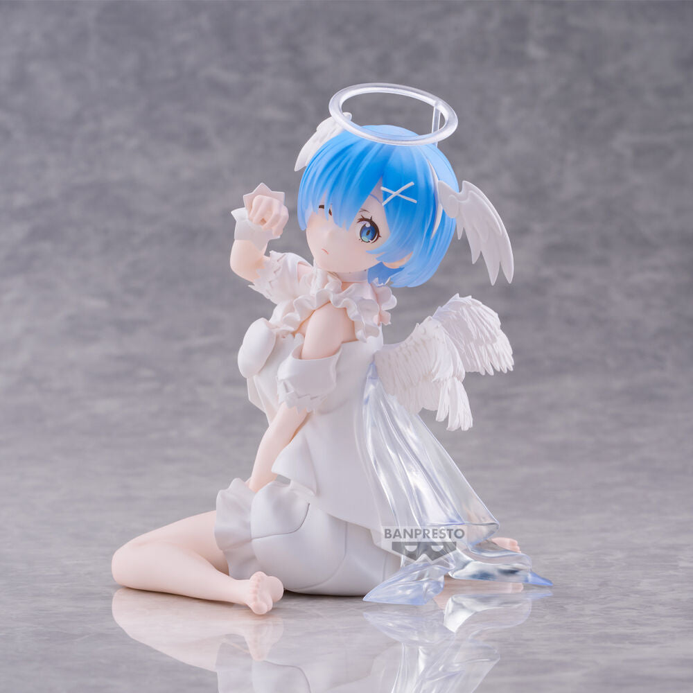 Figura de Rem de Re:Zero con vestido blanco, halo y alas - 3