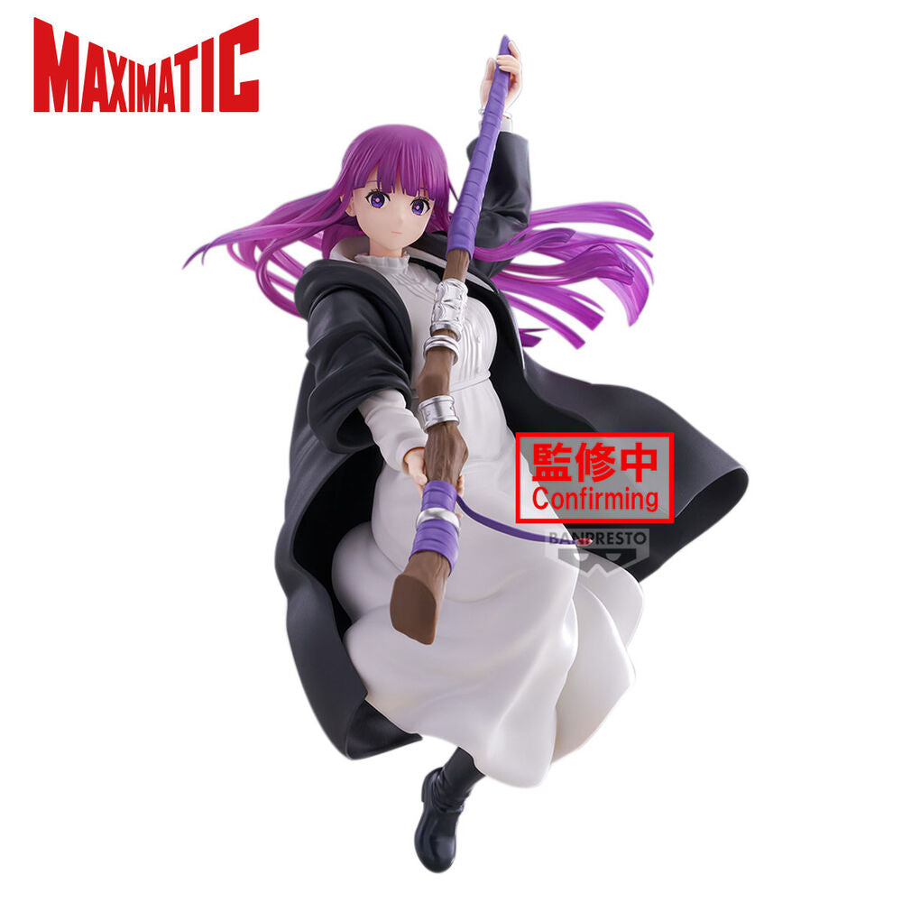 Figura Maximatic de Fern con bastón, capa negra y cabello morado
