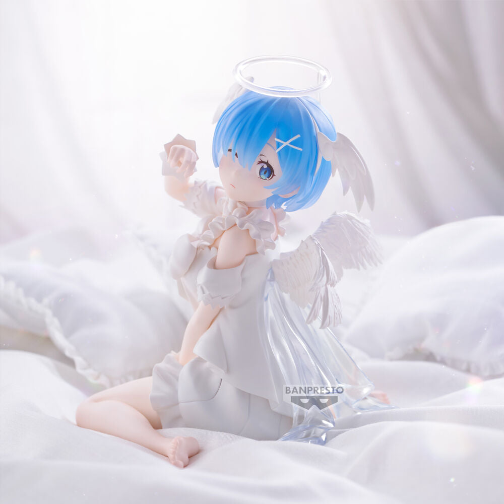 Figura de Rem de Re:Zero con vestido blanco, halo y alas - 4