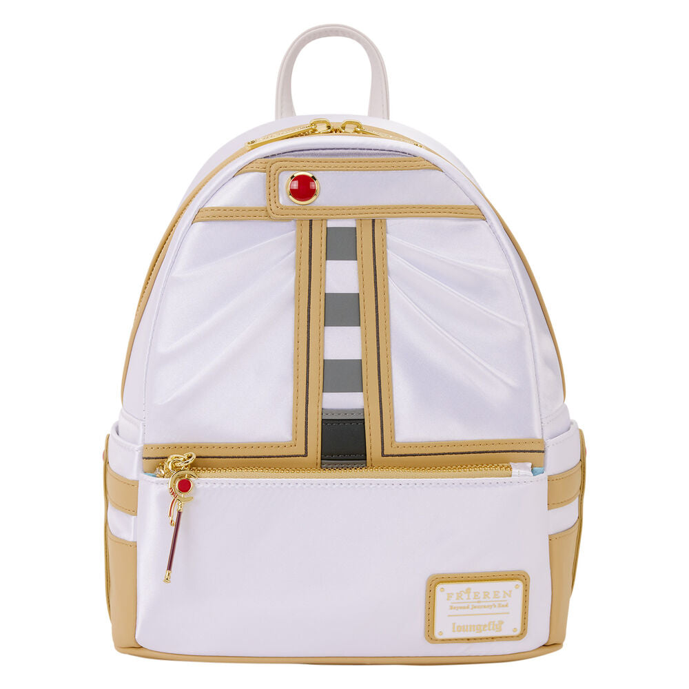 Mochila Loungefly de Frieren Beyond Journey's End en blanco y dorado
