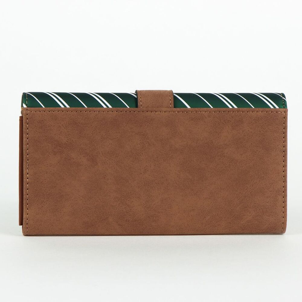 Cartera verde de Slytherin Harry Potter con rayas blancas y escudo frontal - 3