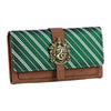 Cartera verde de Slytherin Harry Potter con rayas blancas y escudo frontal