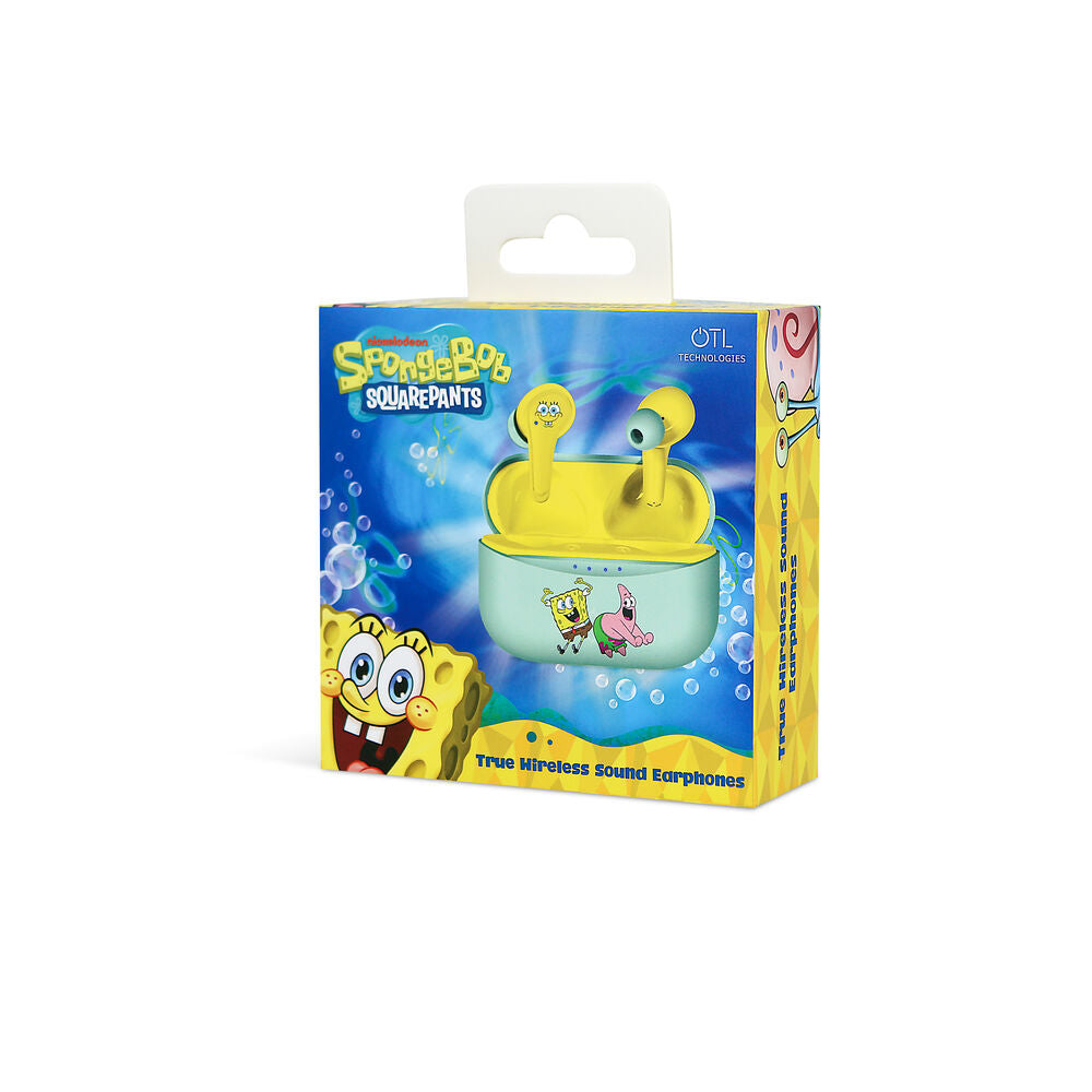 Auriculares inalámbricos TWS infantiles de Bob Esponja con estuche turquesa y amarillo - 10