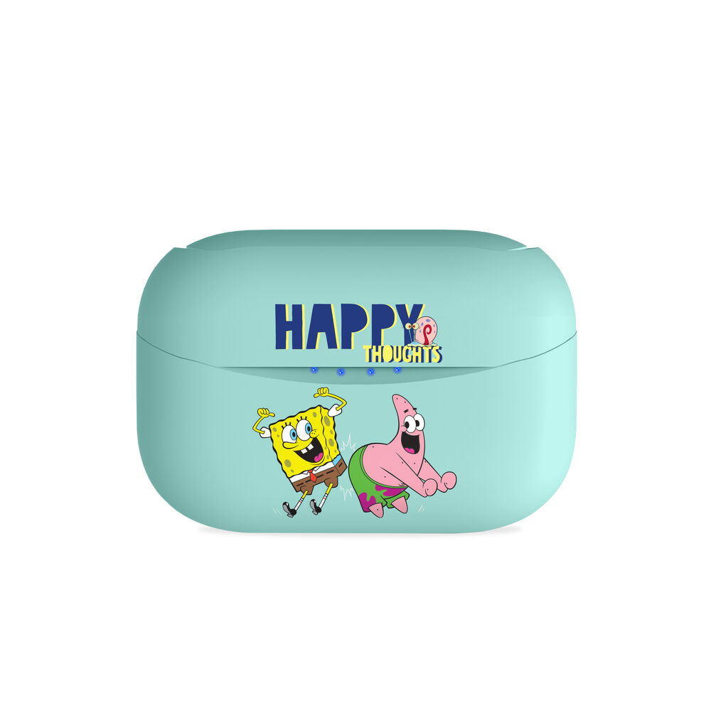 Auriculares inalámbricos TWS infantiles de Bob Esponja con estuche turquesa y amarillo - 5