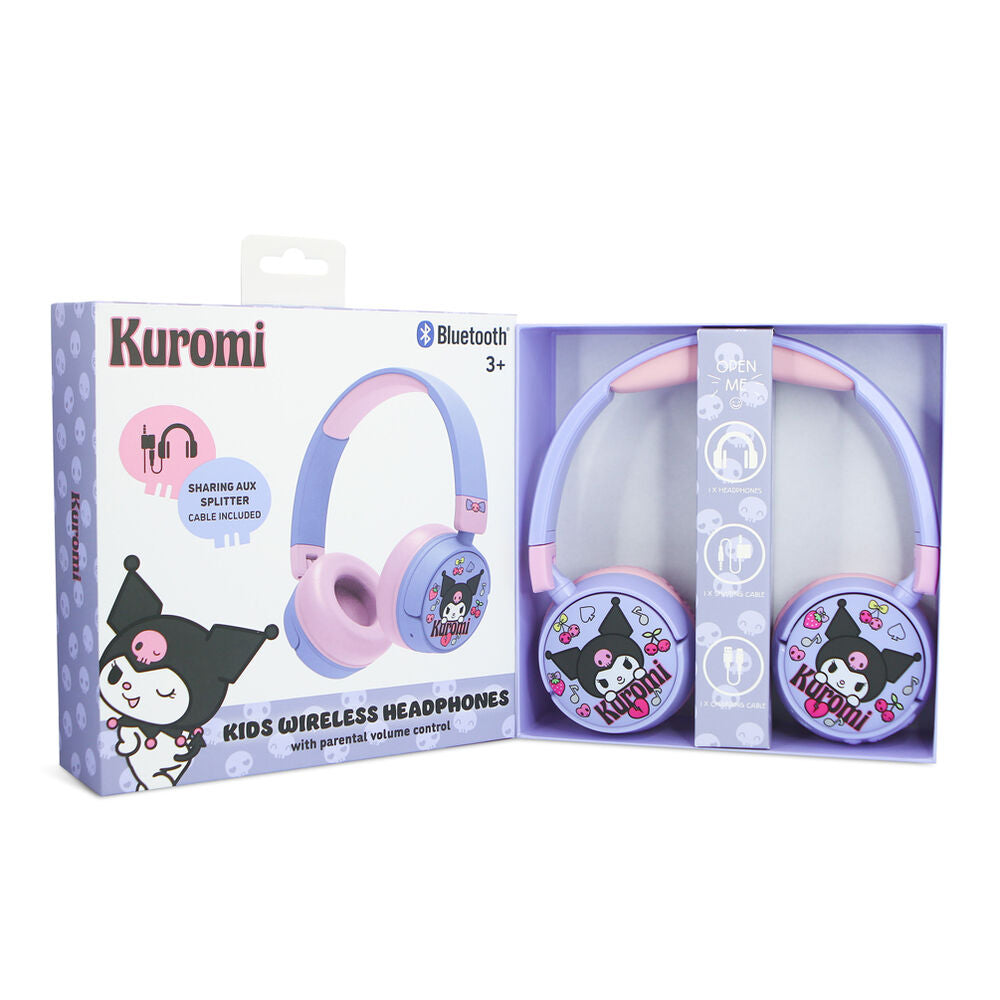 Auriculares infantiles inalámbricos Kuromi Hello Kitty en lila y rosa - 3