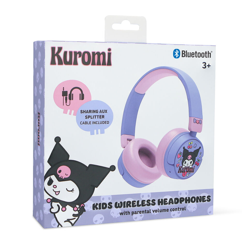 Auriculares infantiles inalámbricos Kuromi Hello Kitty en lila y rosa - 5