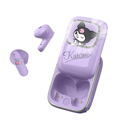 Auriculares TWS lila de Kuromi con estuche deslizante