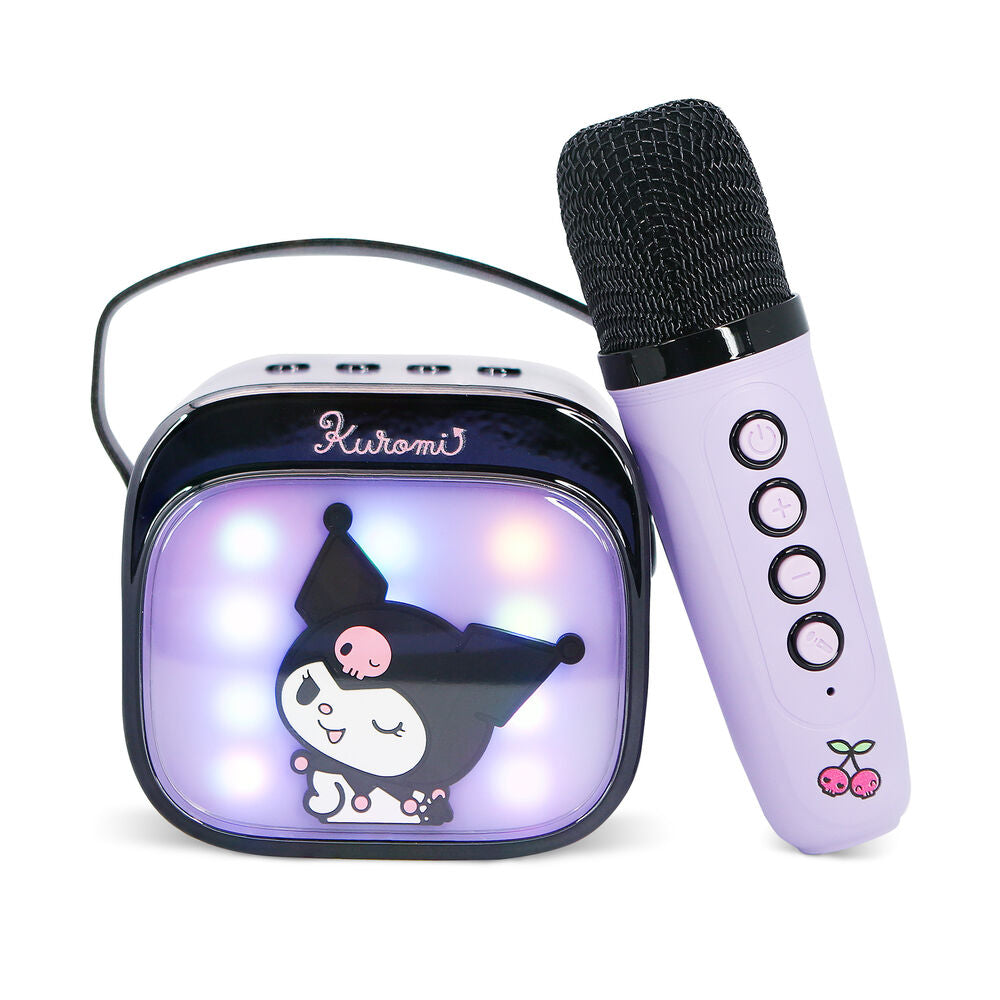 Altavoz karaoke morado Kuromi con micrófono inalámbrico y luces LED - 4