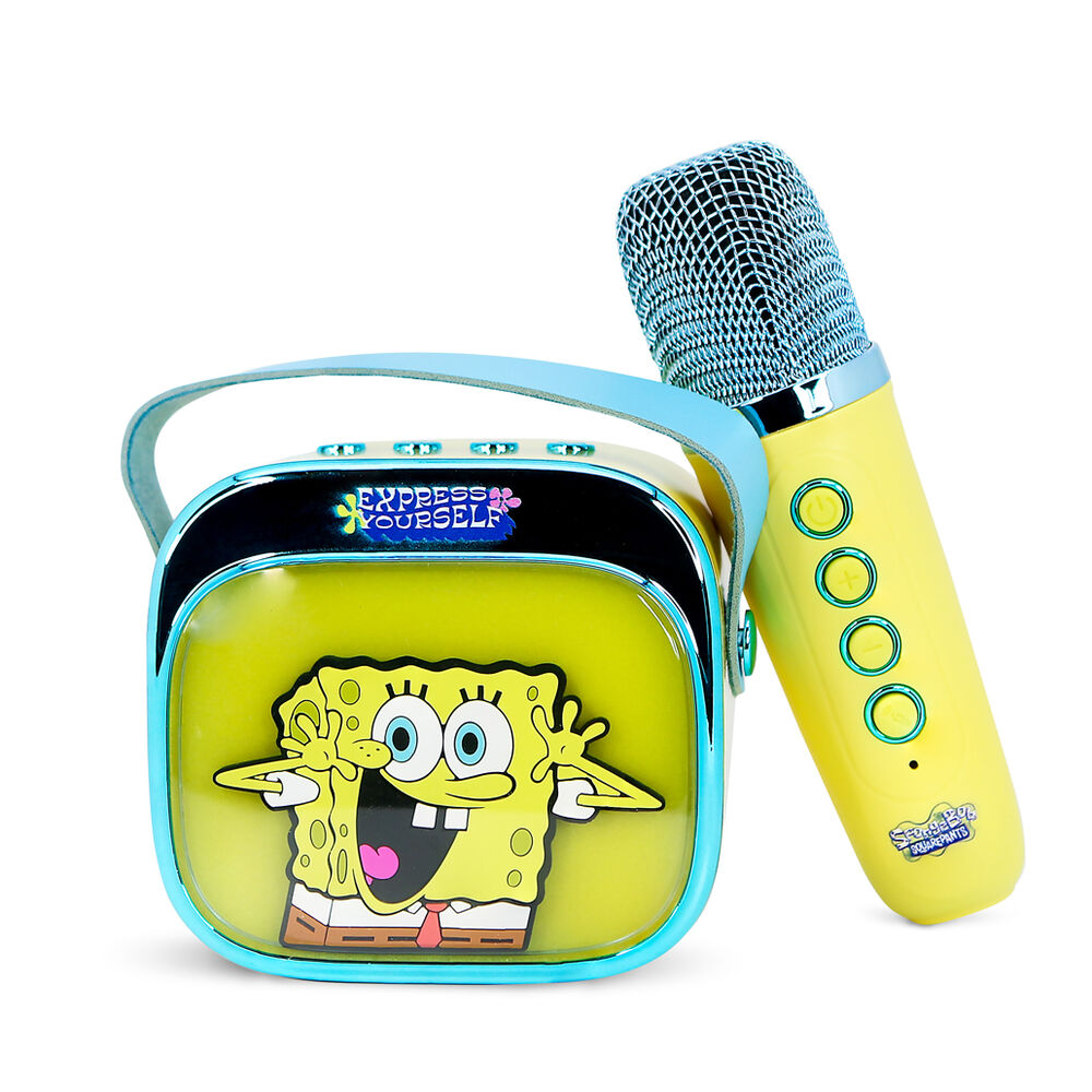 Altavoz karaoke LED amarillo de Bob Esponja con micrófono inalámbrico - 5