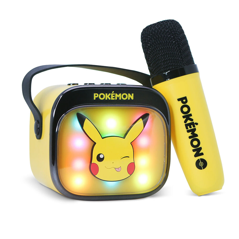 Altavoz karaoke LED amarillo de Pikachu Pokémon con micrófono inalámbrico - 8