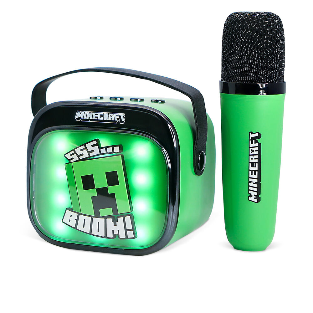 Altavoz karaoke LED verde de Minecraft con micrófono inalámbrico - 4