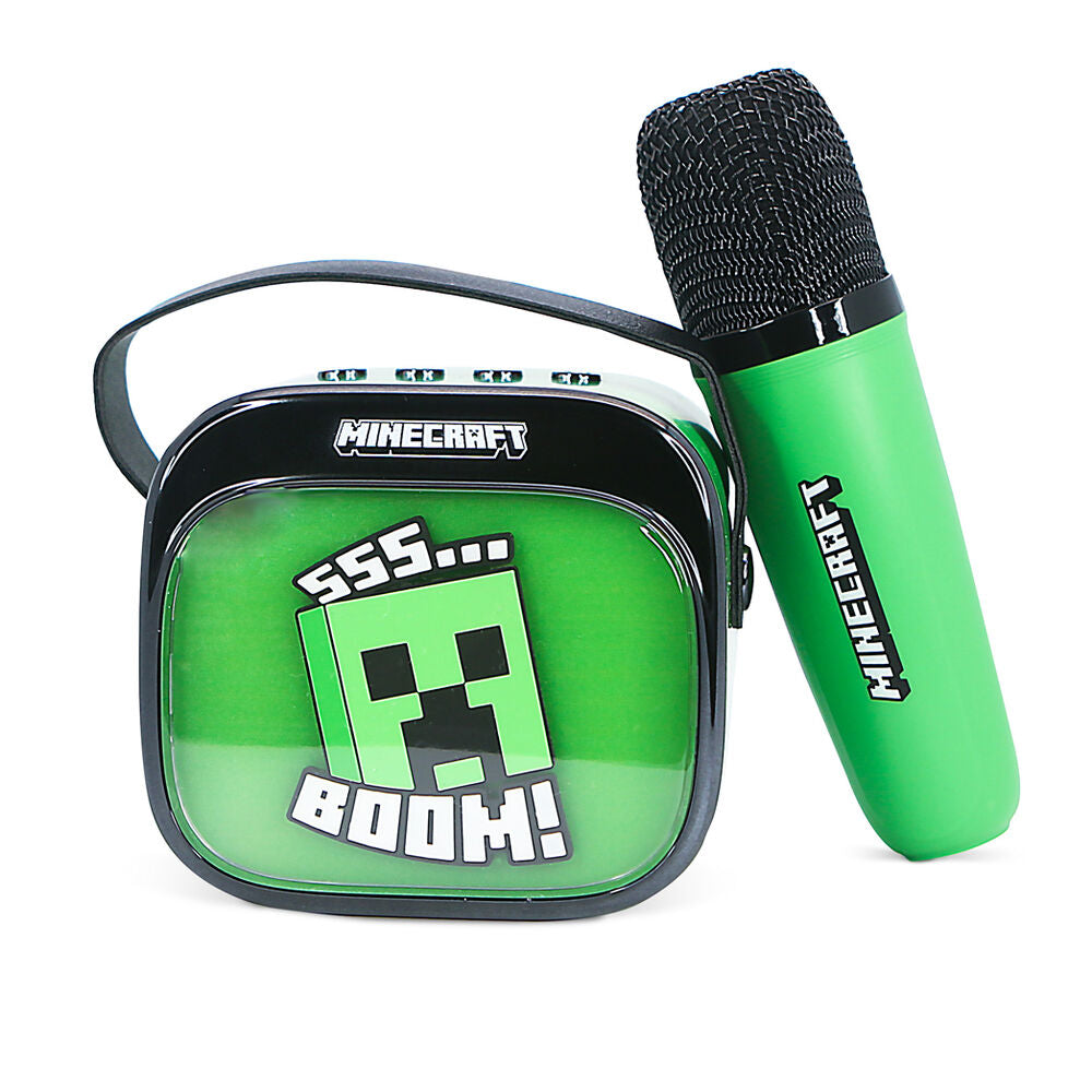 Altavoz karaoke LED verde de Minecraft con micrófono inalámbrico - 5