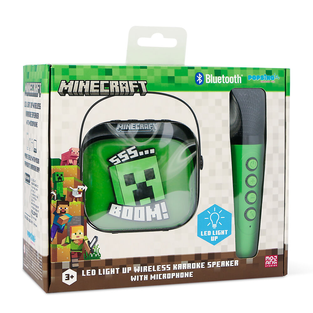 Altavoz karaoke LED verde de Minecraft con micrófono inalámbrico - 2