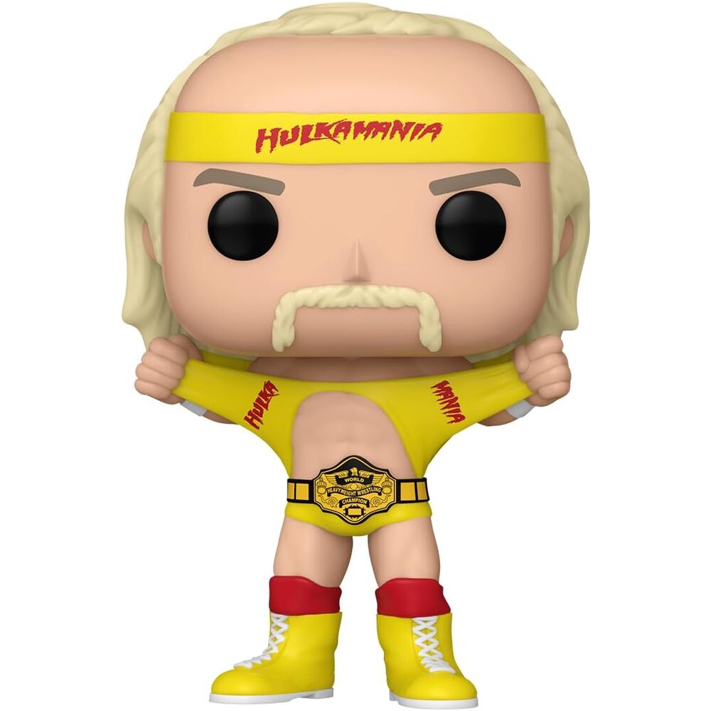 Figura Funko POP! WWE de Hulk Hogan con atuendo amarillo y cinturón de campeonato