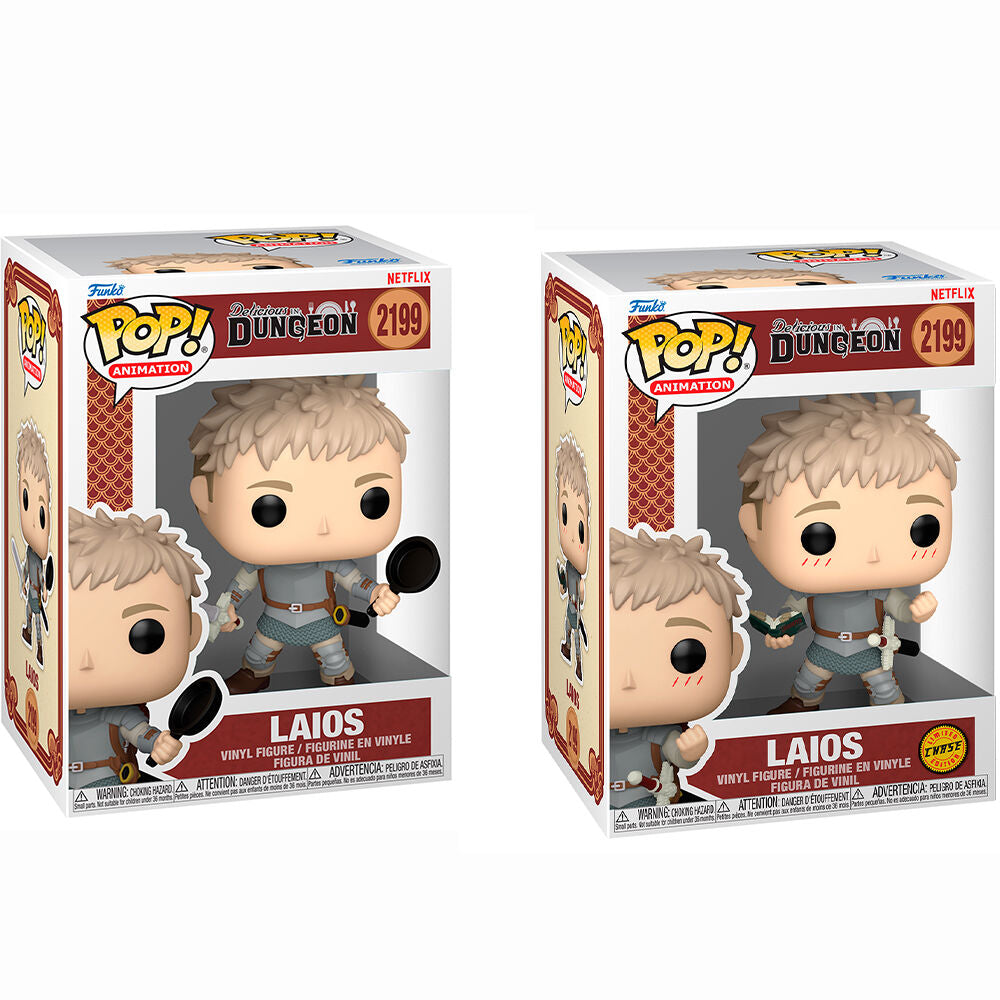 Figura Funko POP! Plus de Laios de Delicious in Dungeon en caja, versión regular y Chase