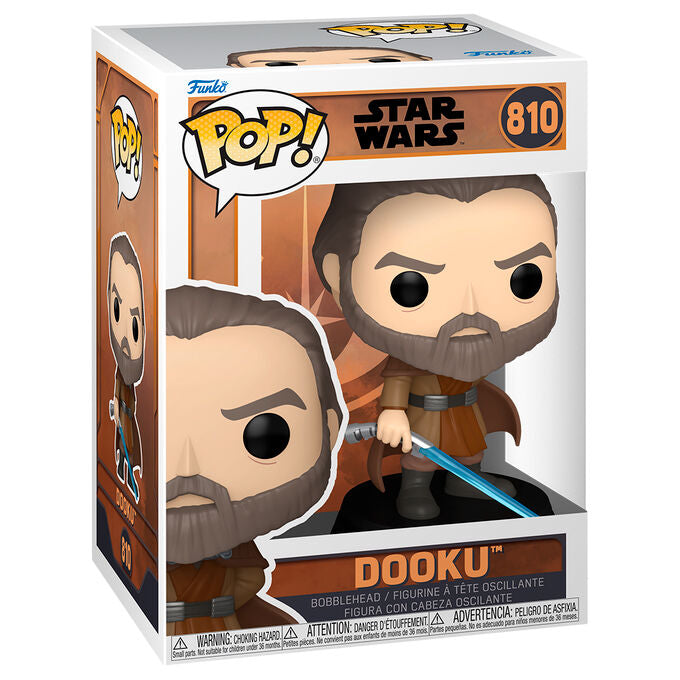 Figura Funko POP! de Dooku con sable de luz azul sobre base Star Wars - 2