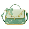 Bolso bandolera verde de Campanilla Disney Loungefly con lazo y detalles dorados