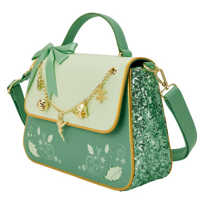 Bolso bandolera verde de Campanilla Disney Loungefly con lazo y detalles dorados - 2