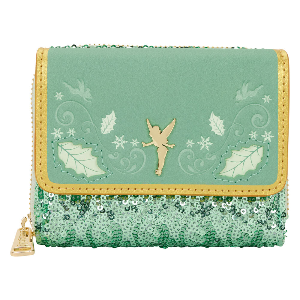 Cartera verde de Campanilla Peter Pan Disney Loungefly con lentejuelas