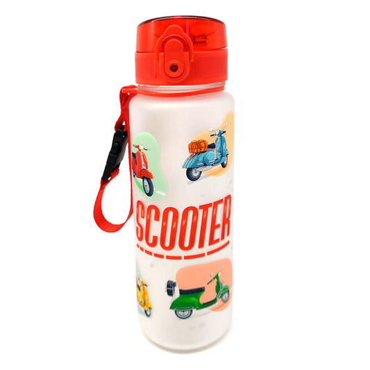 Botella Scooter PUCKATOR de 600 ml con tapa roja y correa