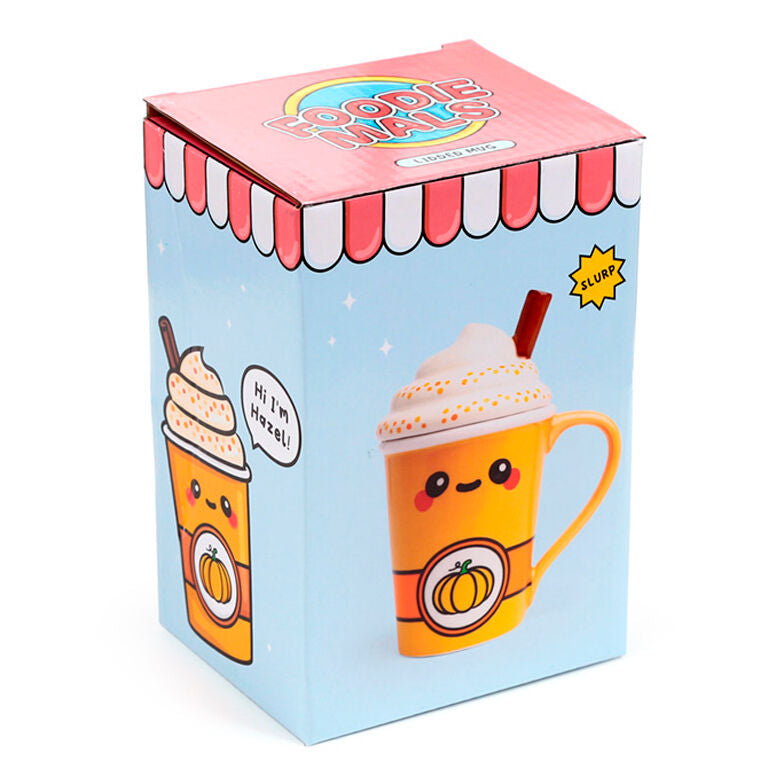 Taza naranja Foodiemals Latte con tapa de calabaza - 2
