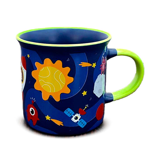 Taza Space Cadet azul con astronauta, alienígena y planetas - 3