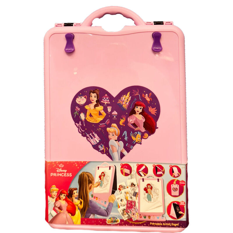 Caballete de arte portátil rosa Disney Princesas con asa