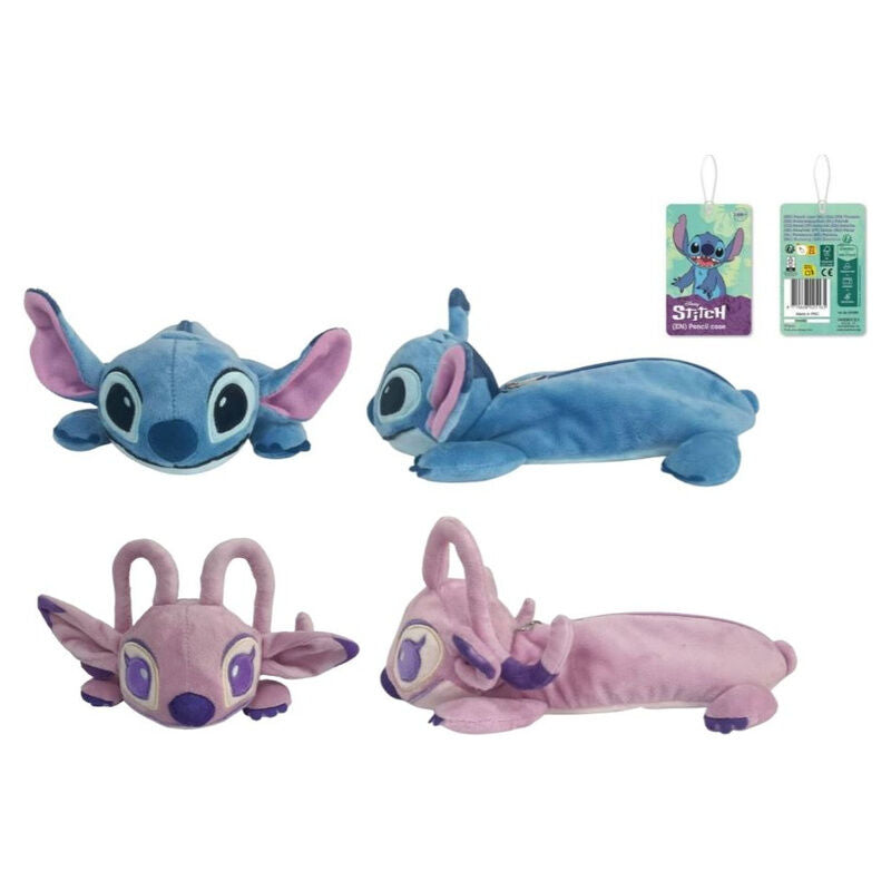 Portatodo de peluche Stitch Disney surtido en azul y rosa