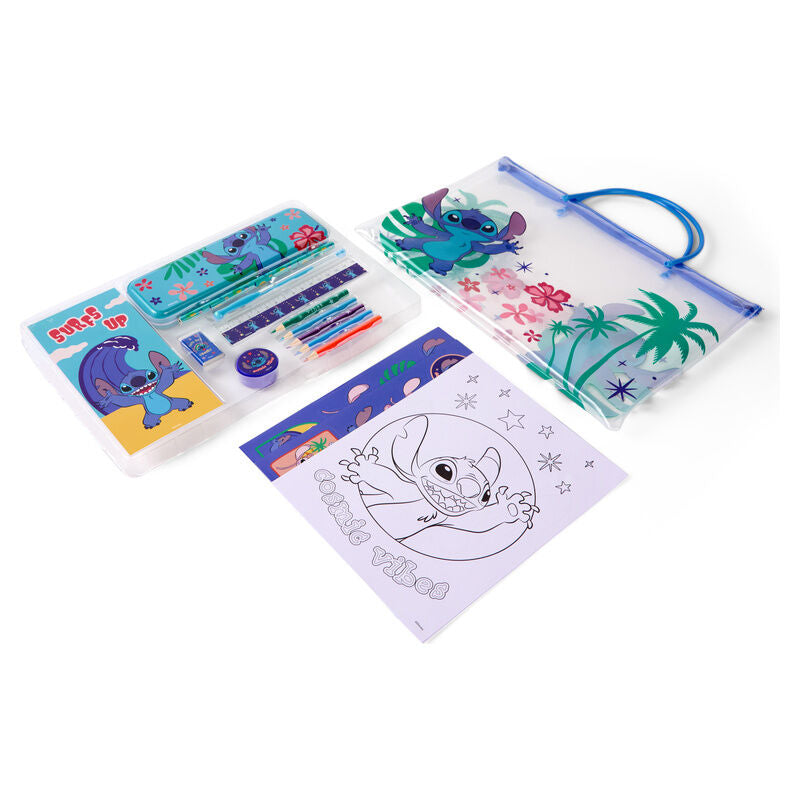 Set de papelería Stitch Disney en estuche transparente con asa - 2