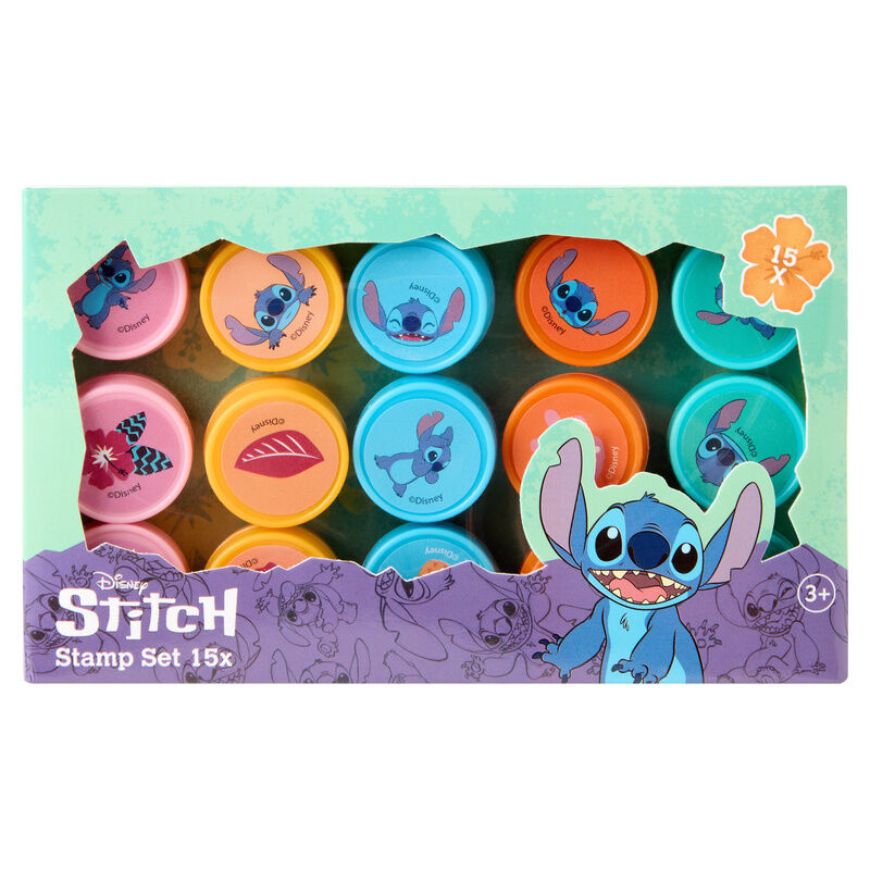 Blíster con 15 sellos Stitch Disney de colores variados