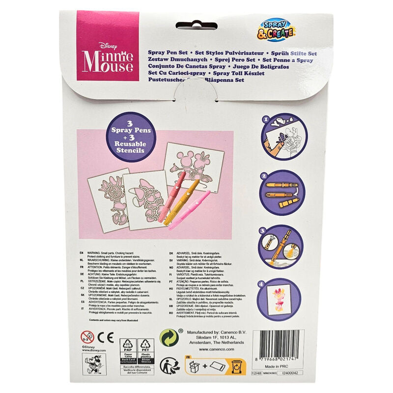 Set de aerógrafo Minnie Disney con tres spray pens y plantillas reutilizables - 3
