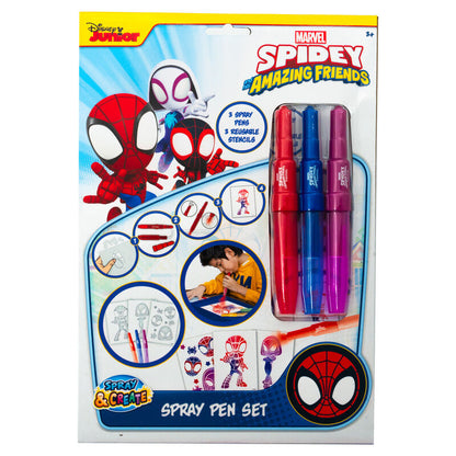 Set de aerografía Spider-Man Marvel con tres rotuladores spray y plantillas reutilizables
