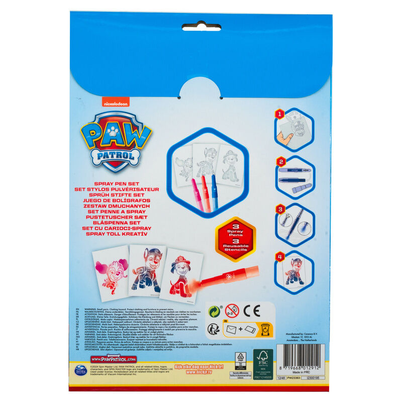 Set de tres aerógrafos spray pen Paw Patrol con plantillas reutilizables - 3