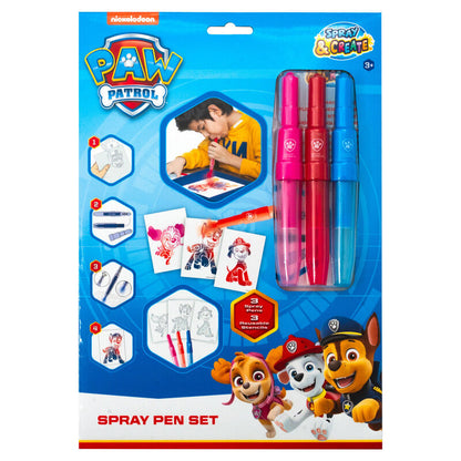 Set de tres aerógrafos spray pen Paw Patrol con plantillas reutilizables