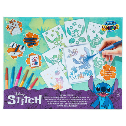 Set de aerógrafo Stitch Disney con rotuladores pulverizadores y plantillas