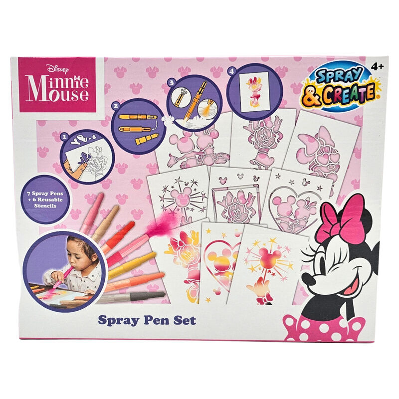 Set de aerografía Minnie Disney con rotuladores spray y plantillas reutilizables